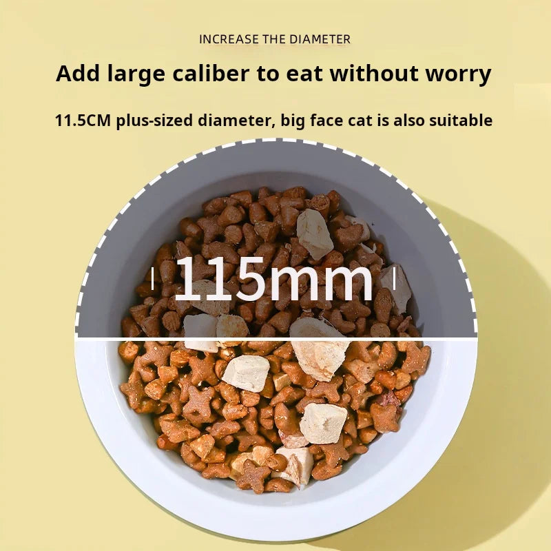 Ceramic Pet Bowl with Neck Protection - Butterfly Design Food-Grade Bowl