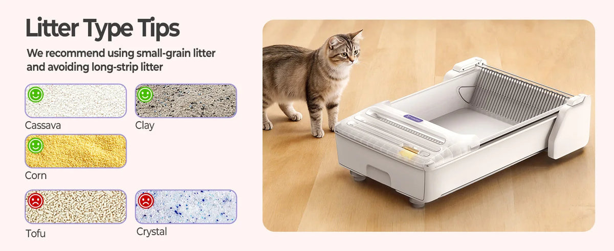 Robotail XL Self-Cleaning Cat Litter Box | Open Design | Dual Rake | Teflon Pan | 6-Cat App | 20 Liners