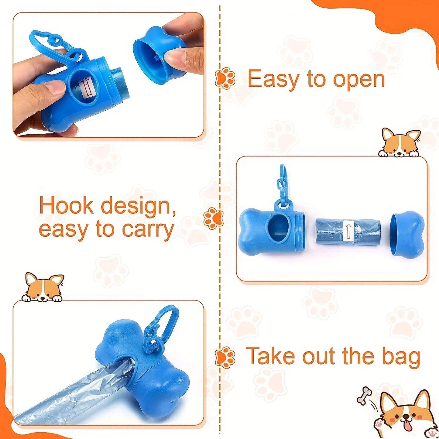 Dog Poop Bags - 1200 Leak-Proof Waste Bags with Cartoon Paw Graphics