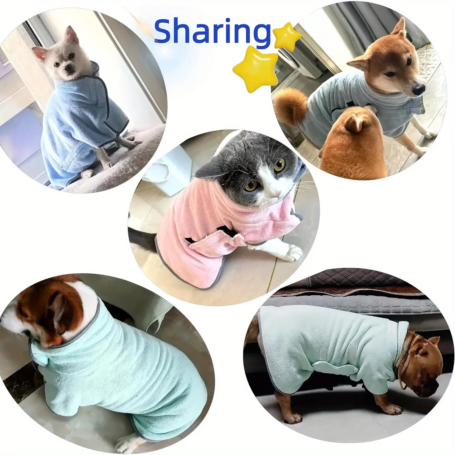 Absorbent Pet Bath Towel - Cooling Bathrobe for Dogs & Cats After Washing