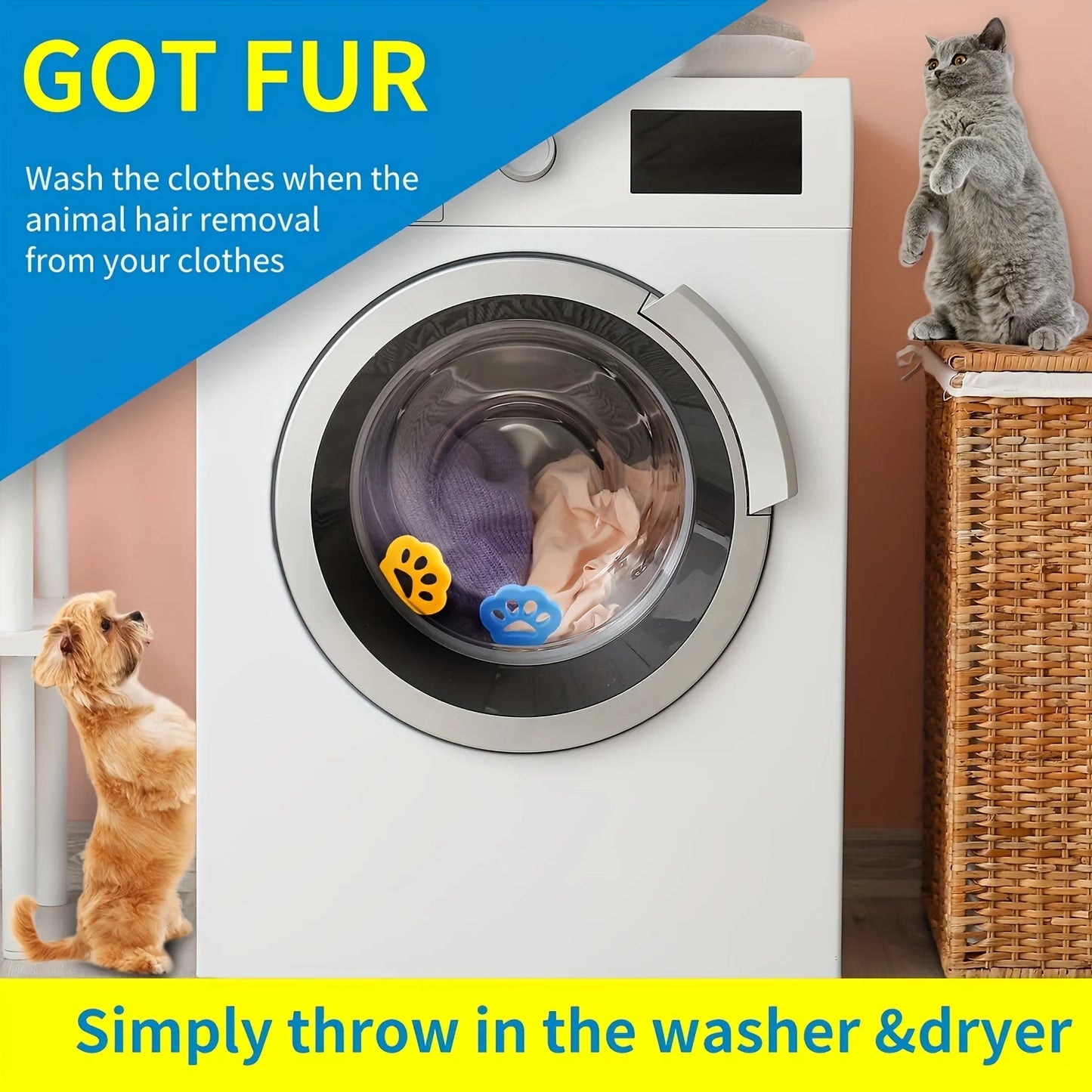 Reusable Pet Hair Remover for Laundry - Removes Dog and Cat Fur from Clothes