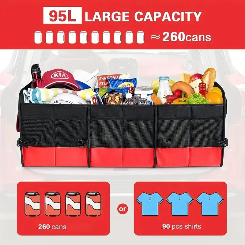 Organisateur de coffre pliable grand format avec sangles rétractables