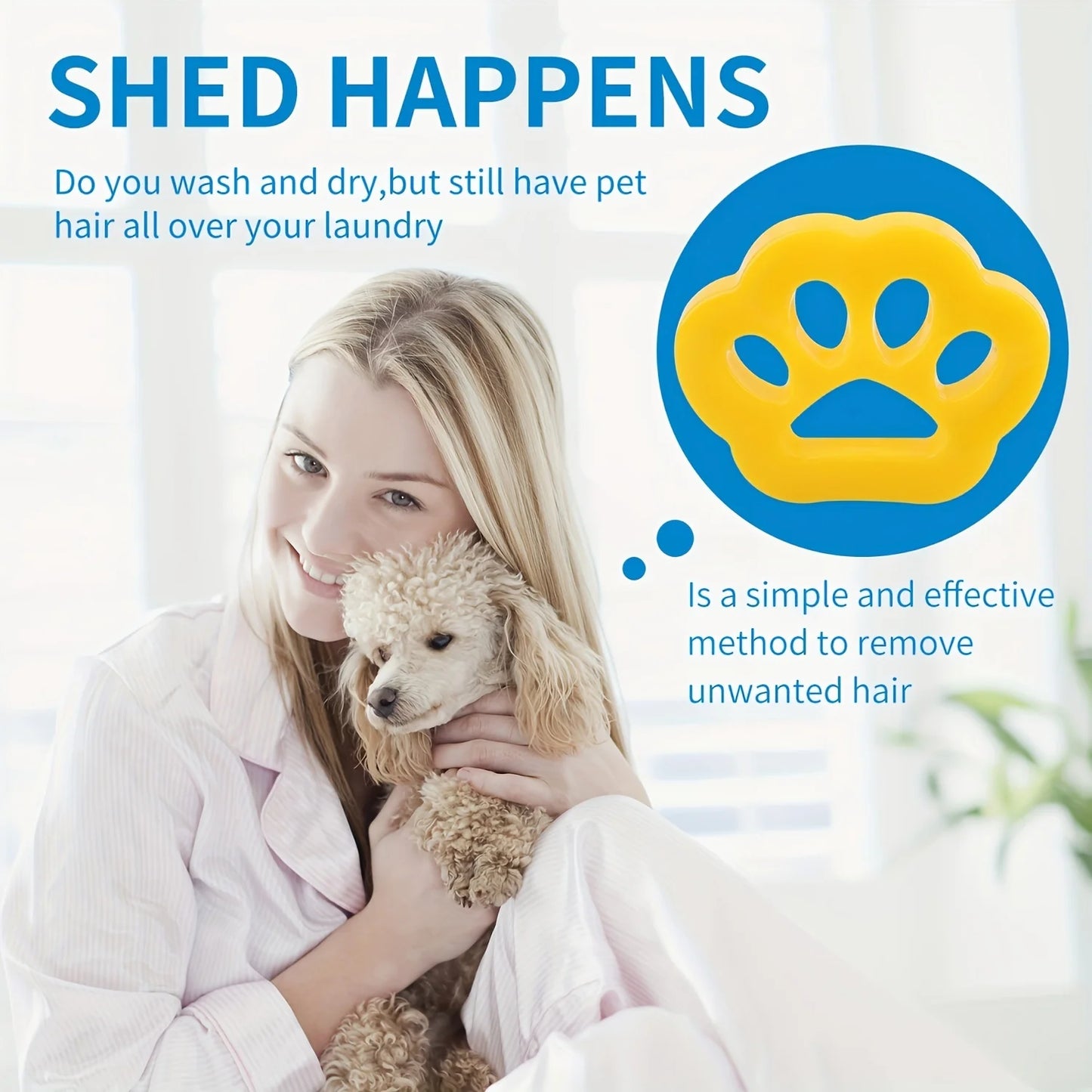 Reusable Pet Hair Remover for Laundry - Removes Dog and Cat Fur from Clothes