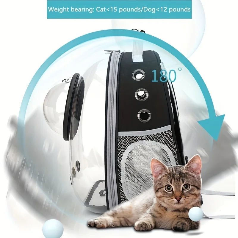 Space Capsule Cat Backpack - Transparent Pet Carrier with Ventilation