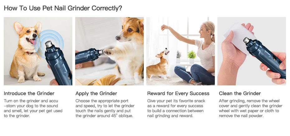 Electric Pet Nail Grinder - Rechargeable Nail Clipper for Dogs and Cats