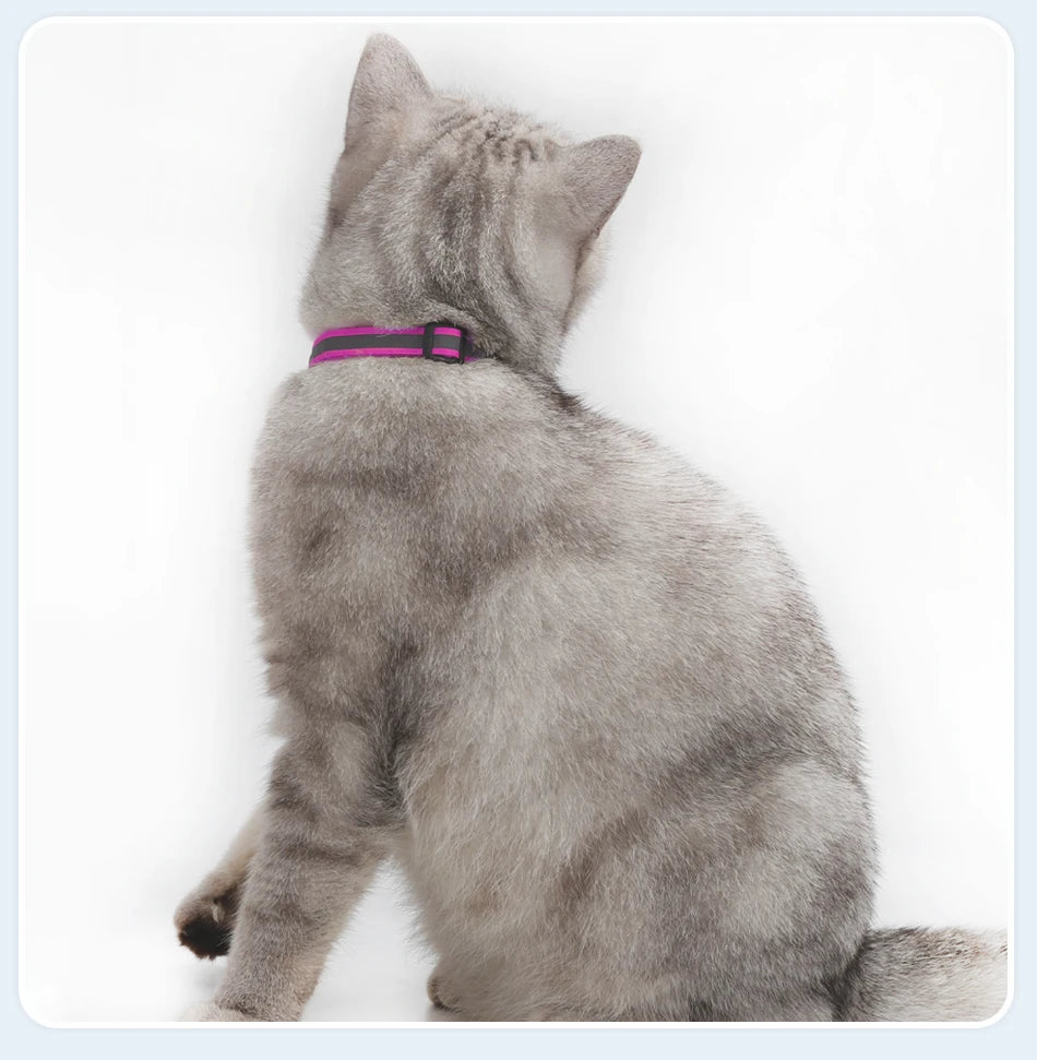 Reflective Cat Collar with Bell - Adjustable Night Safety Collar for Cats & Kittens