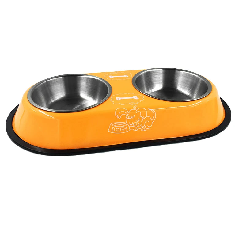Stainless Steel Double Bowl Feeding Station for Dogs & Cats