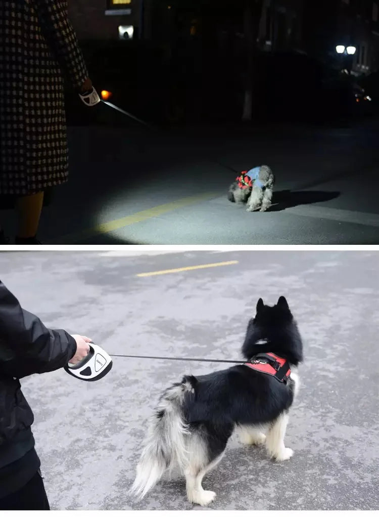 LED Retractable Dog Leash with Fibre Rope