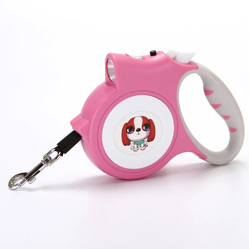 Retractable Dog Leash with Detachable LED Flashlight