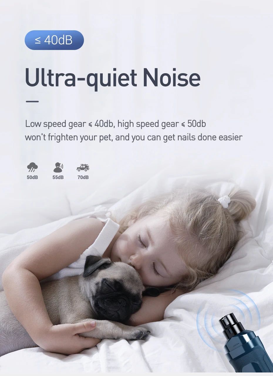 Electric Pet Nail Grinder - Rechargeable Nail Clipper for Dogs and Cats