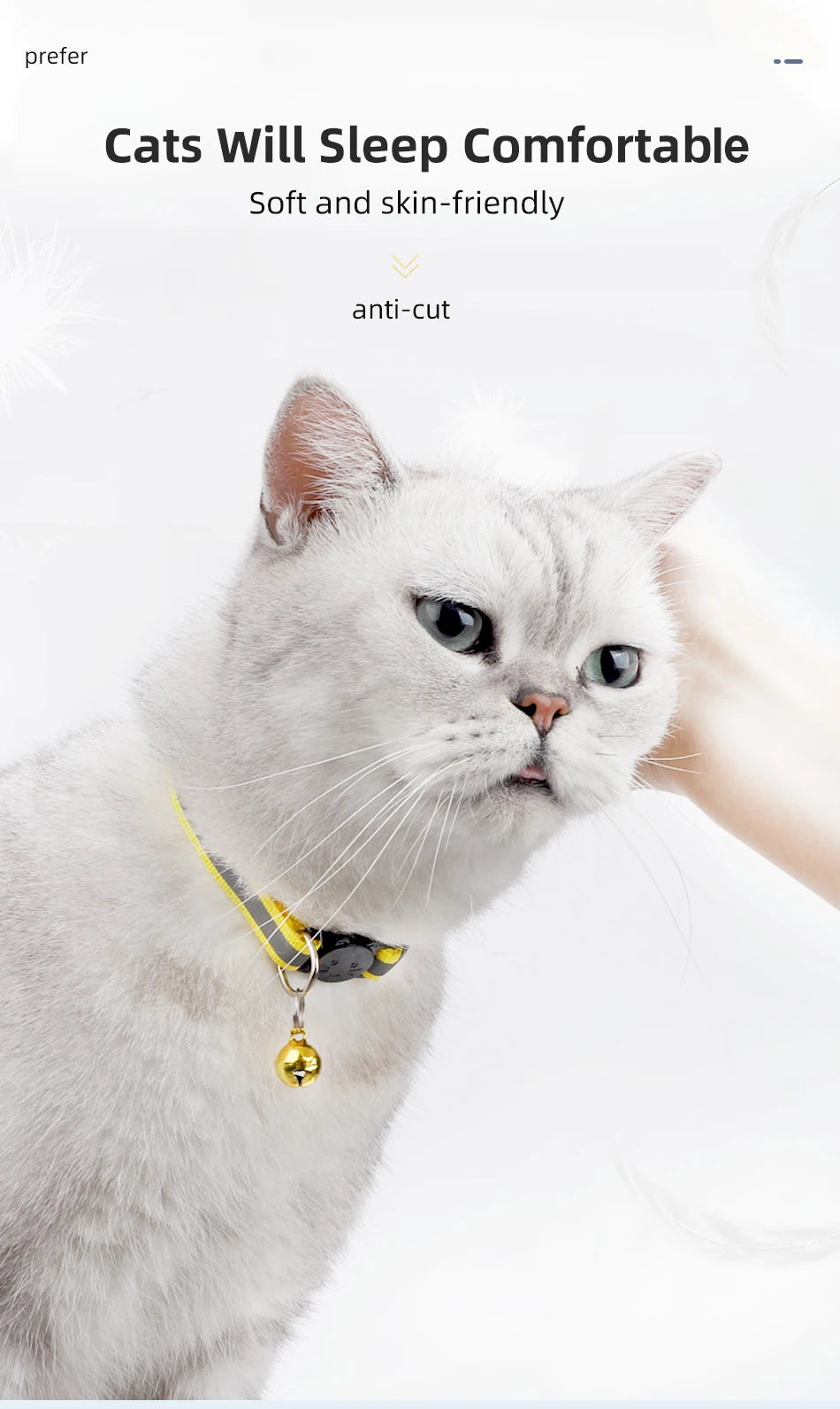 Reflective Cat Collar with Bell - Adjustable Night Safety Collar for Cats & Kittens