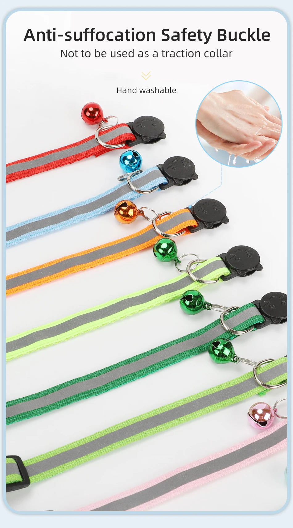 Reflective Cat Collar with Bell - Adjustable Night Safety Collar for Cats & Kittens
