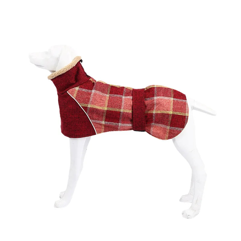 Plaid Fleece Winter Jacket for Medium & Large Dogs