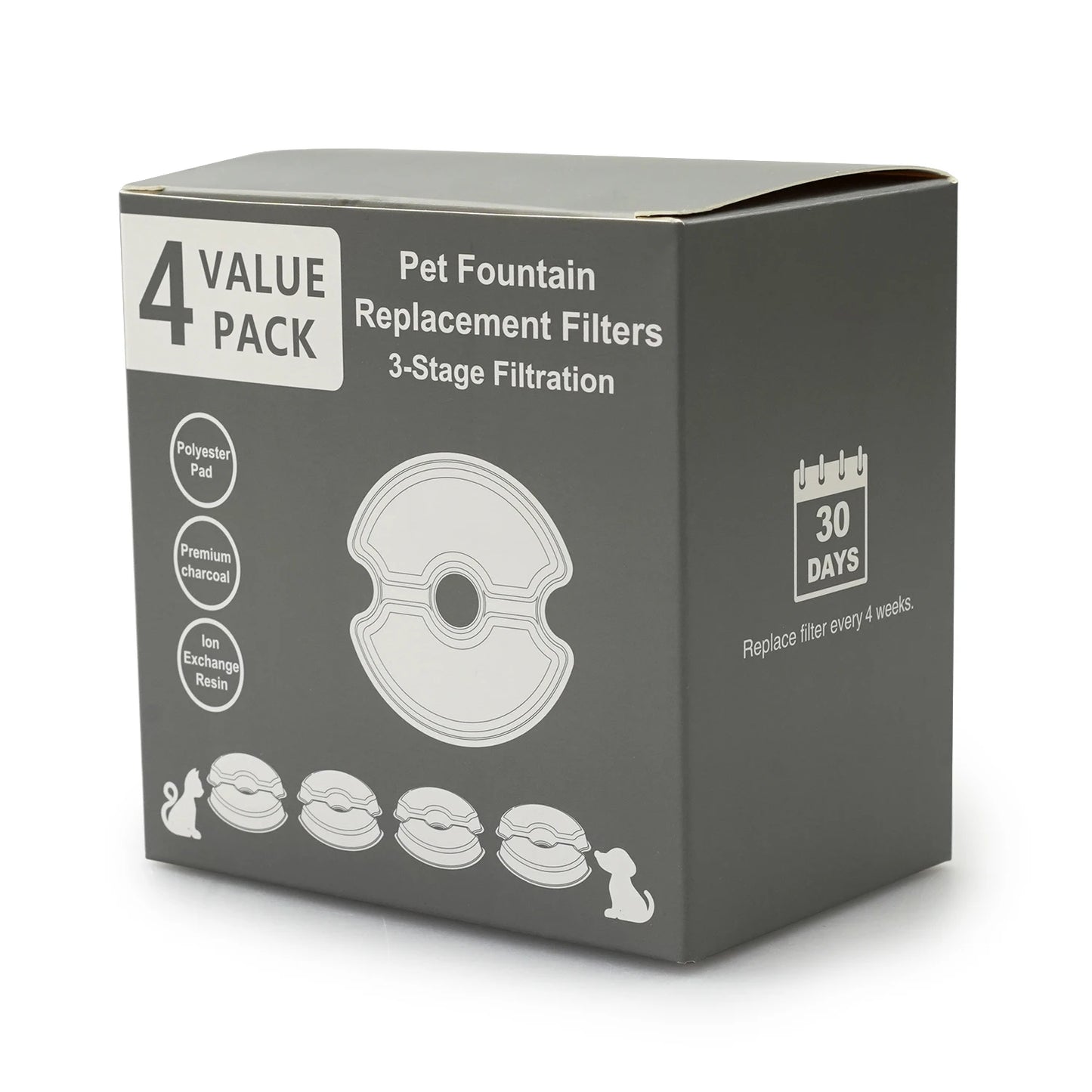 Replacement Filters for 2L Cat Water Fountain with Triple Filtration System