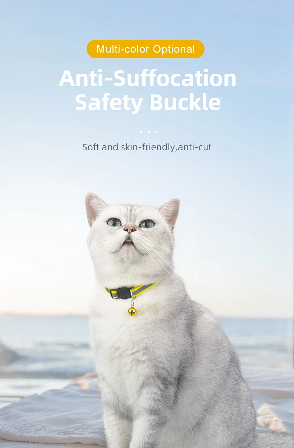 Reflective Cat Collar with Bell - Adjustable Night Safety Collar for Cats & Kittens