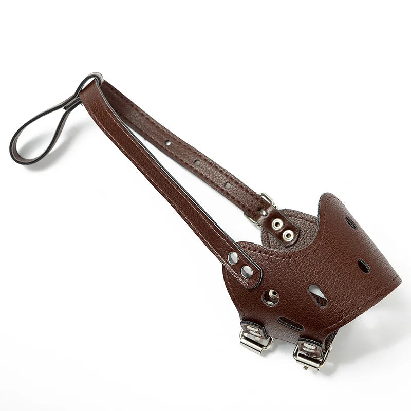 Adjustable Breathable Leather Dog Muzzle