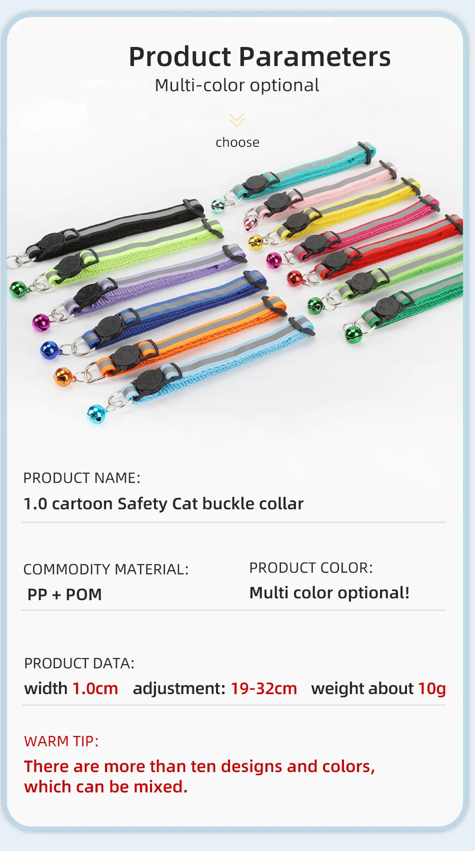 Reflective Cat Collar with Bell - Adjustable Night Safety Collar for Cats & Kittens