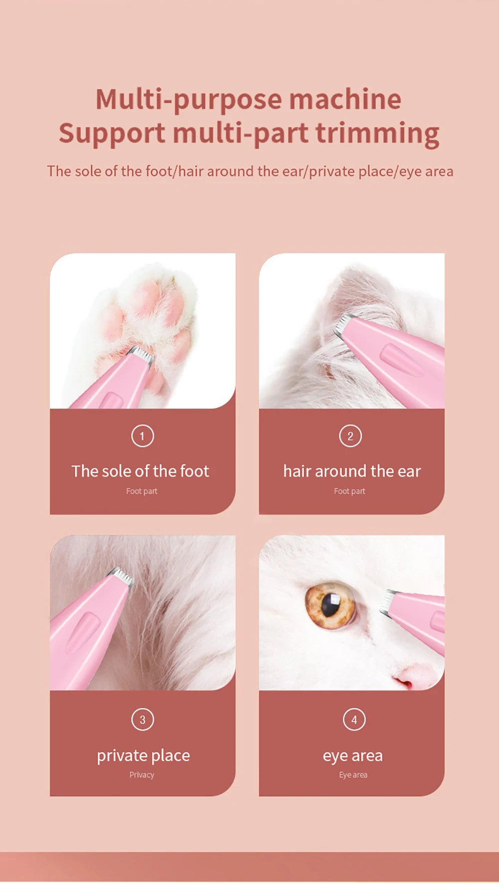 Wireless Electric Pet Nail Grinder with LED Light - USB Rechargeable Silent Trimmer
