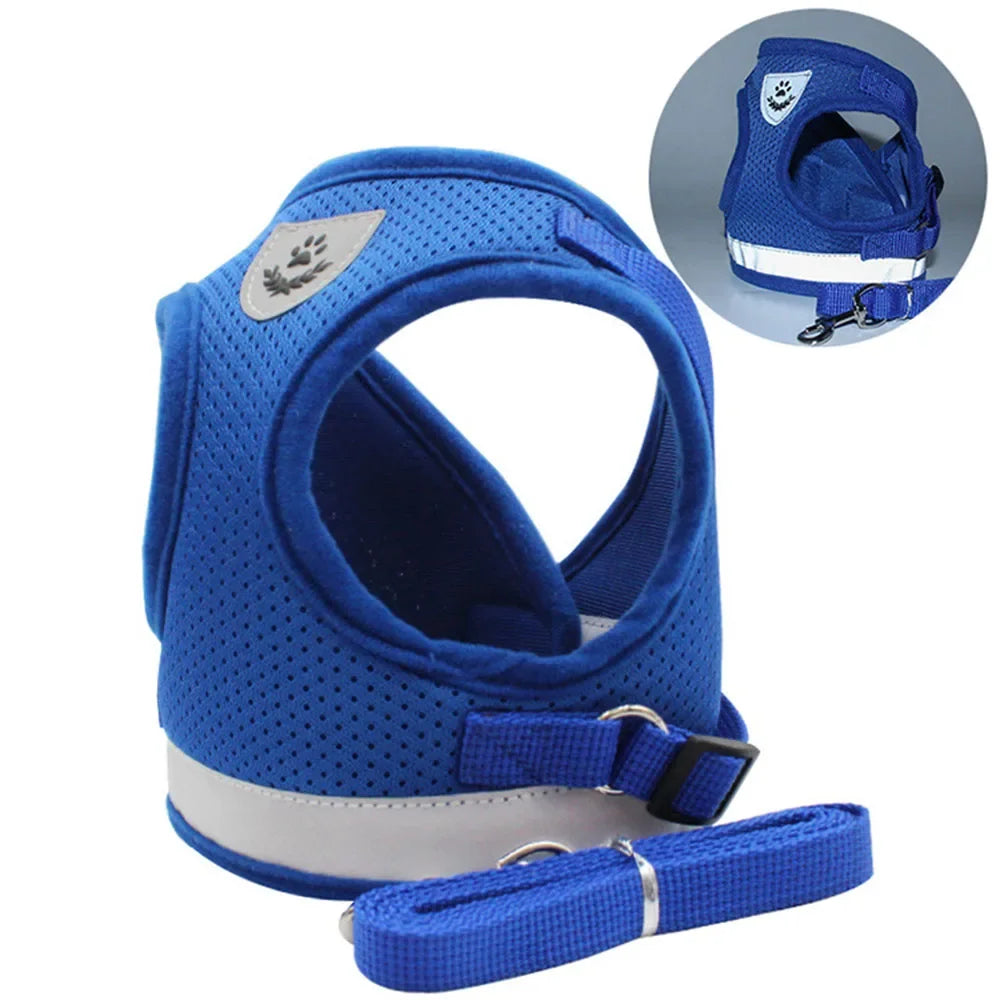 Cat Harness and Leash Set - Escape-Proof Reflective Mesh Vest