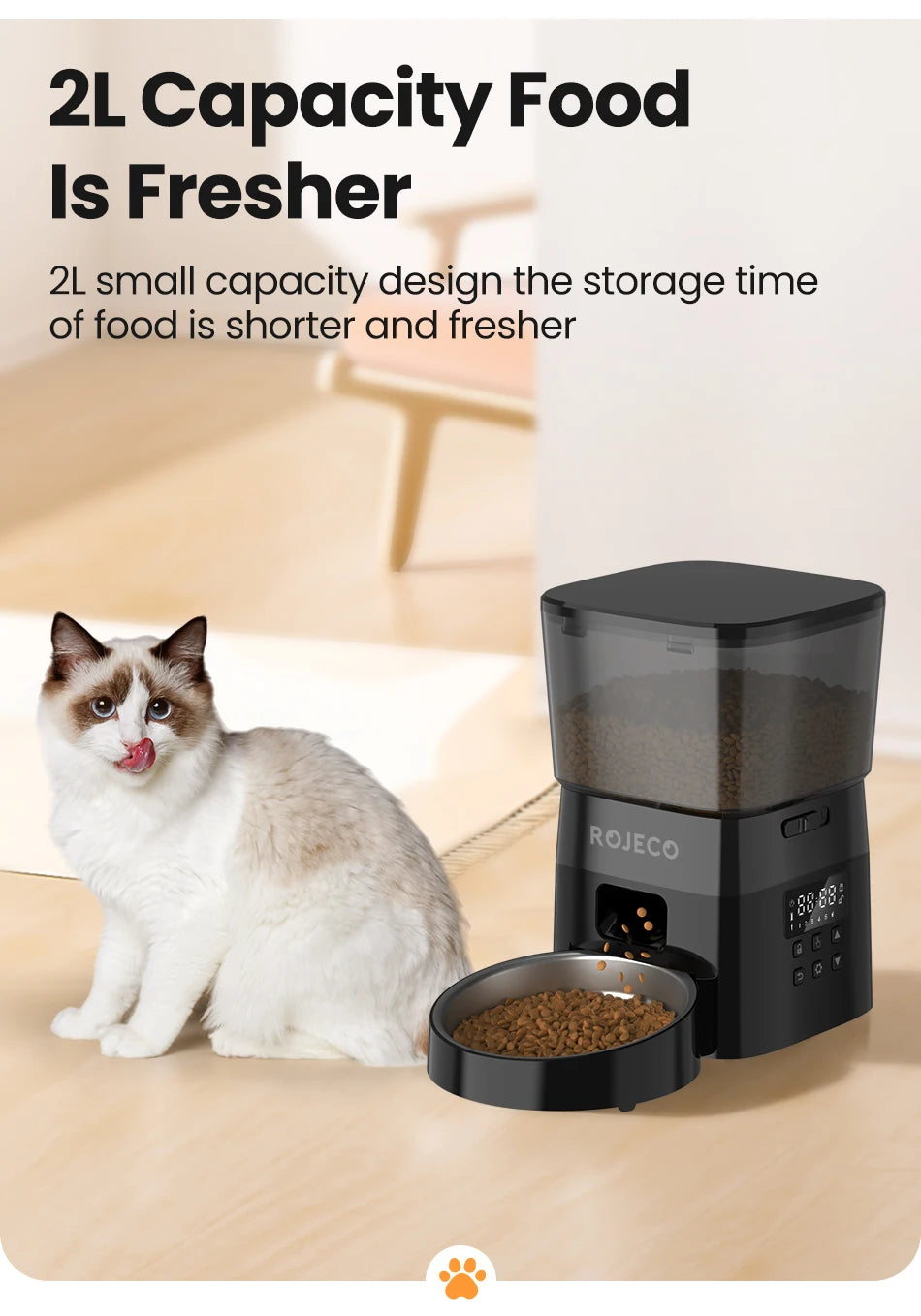 Smart Automatic Cat Feeder with Button Control and Kibble Dispenser