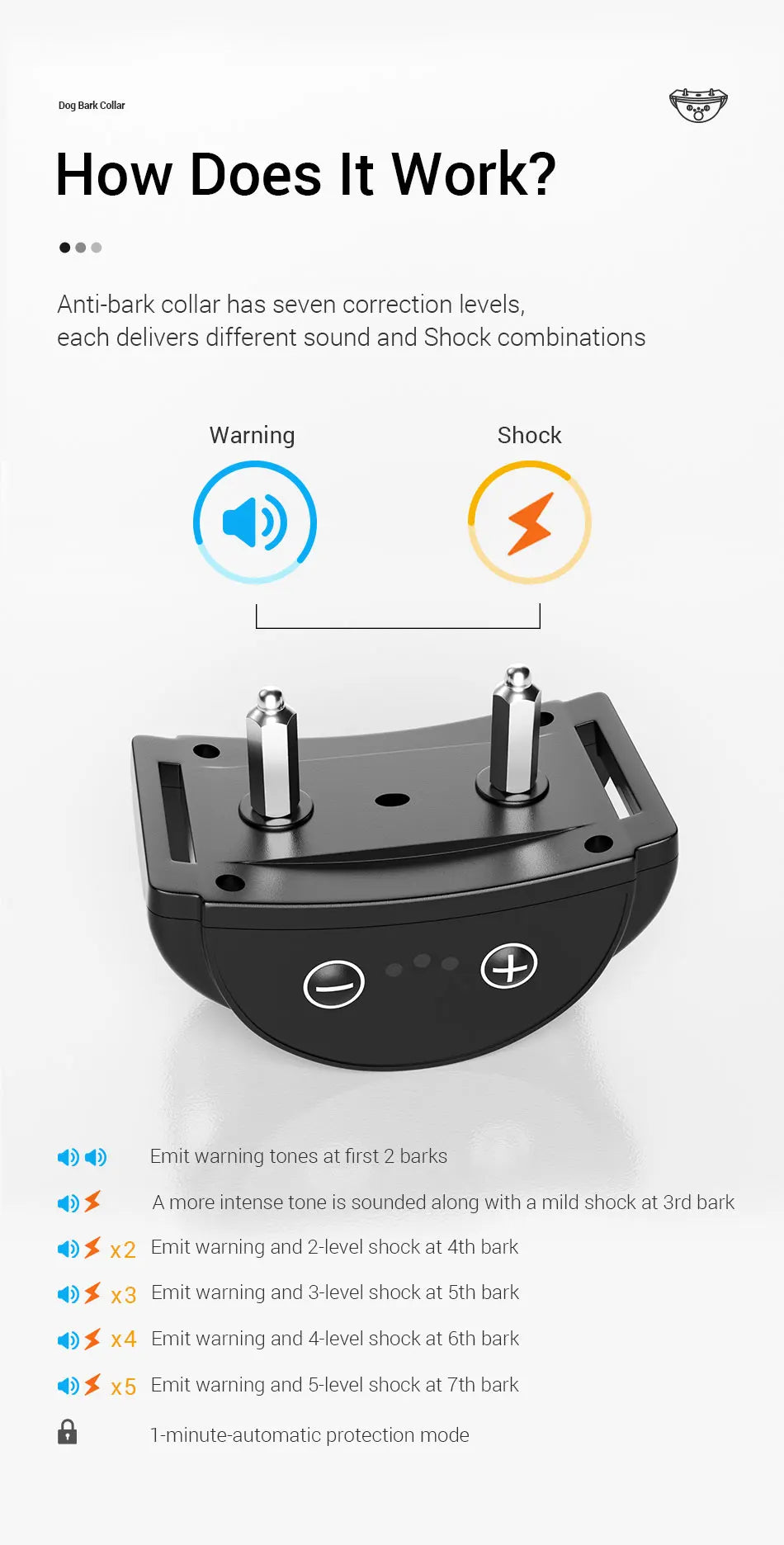 Intelligent Dog Training Collar - Rechargeable Bark Control System