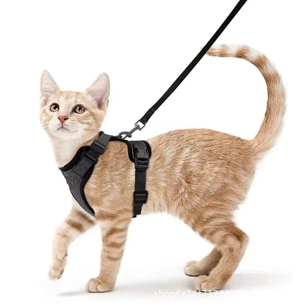 Escape-Proof Cat Harness and Leash Set - Adjustable Reflective Vest