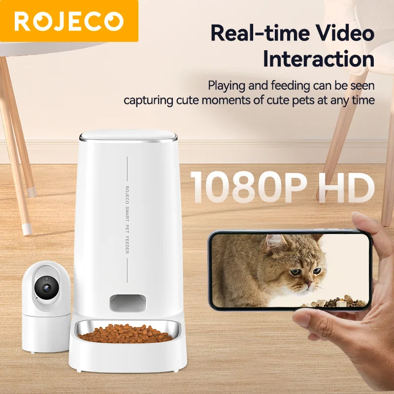 4L Automatic Pet Feeder with 360° Rotating Camera and WiFi Control