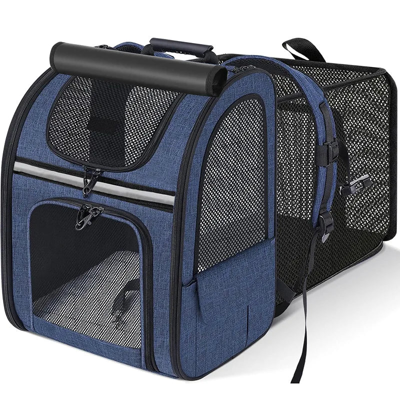 Sac à dos de transport extensible pour chat avec housse pare-soleil et maille respirante