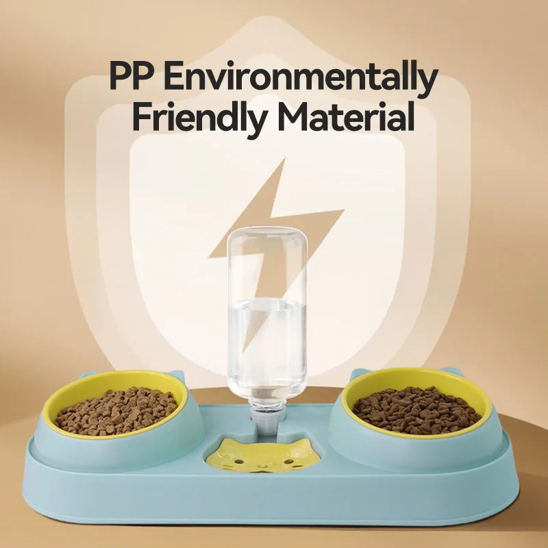3-in-1 Pet Bowl Set with Automatic Water Dispenser and Dual Feeding System