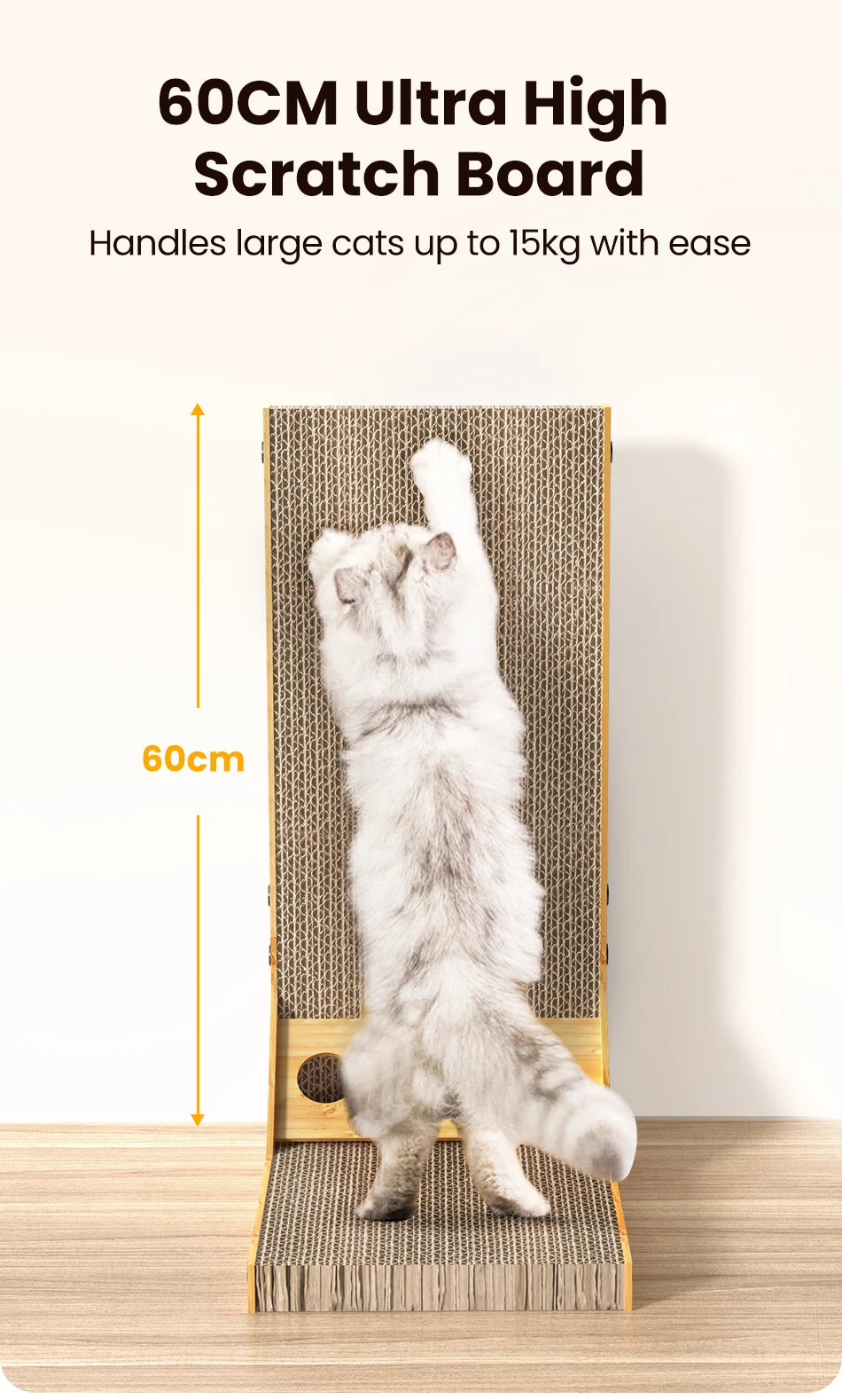 L-Shaped Cat Scratching Board with Claw Grinding Surface and Furniture Protection