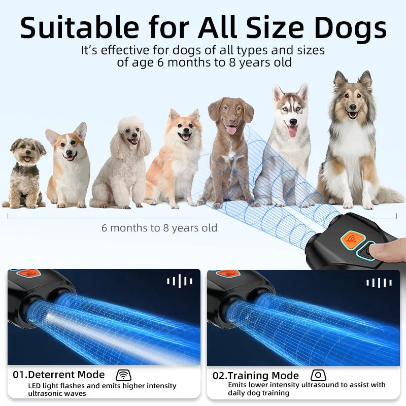 Ultrasonic Dog Training Device with Anti-Barking Technology and LED Flashlight