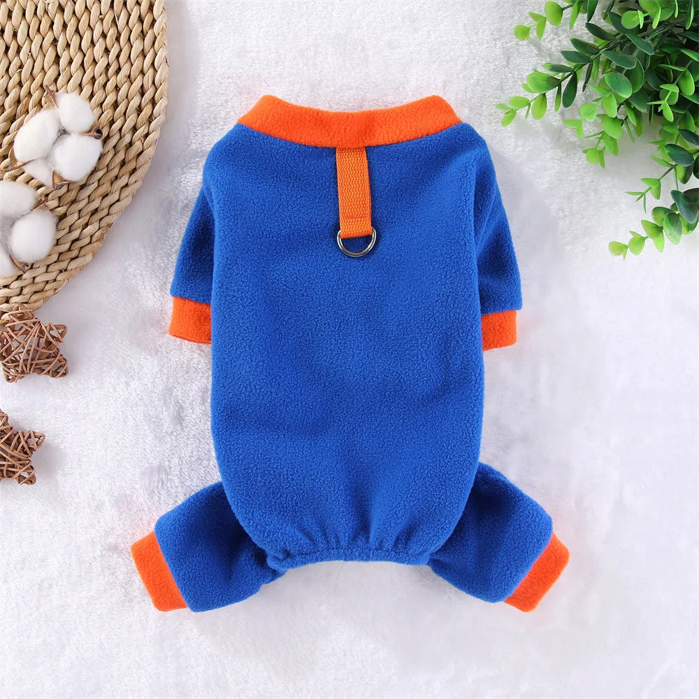 Combinaison polaire à capuche pour chien avec anneau de laisse – Manteau chaud d'hiver pour chiens et chats