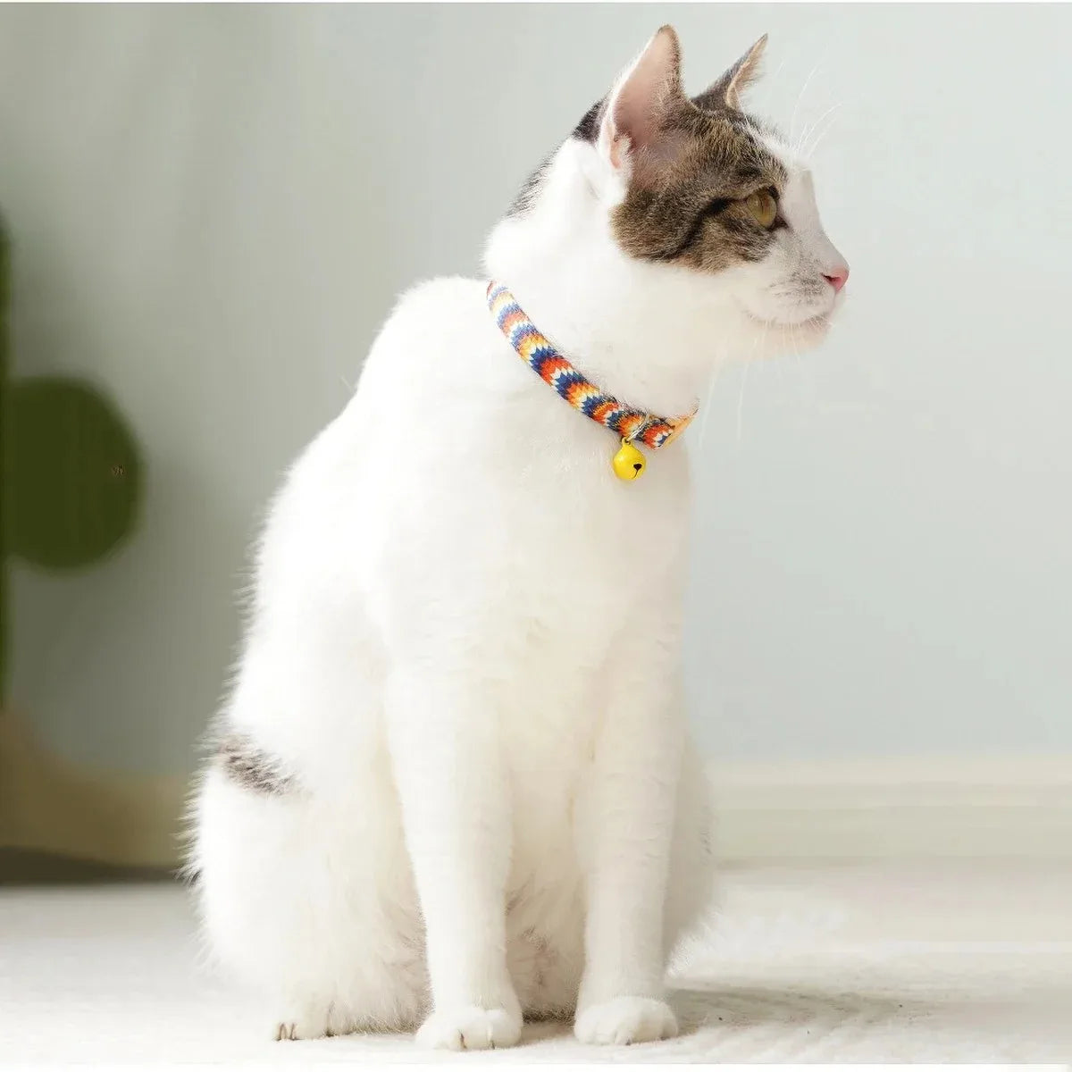 Premium Leather Cat Harness & Retractable Leash - Large Cat Collar with Bell
