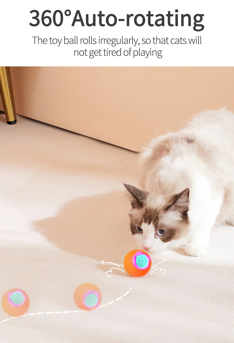 Smart Interactive Cat Ball - Automatic Rolling Electric Pet Toy