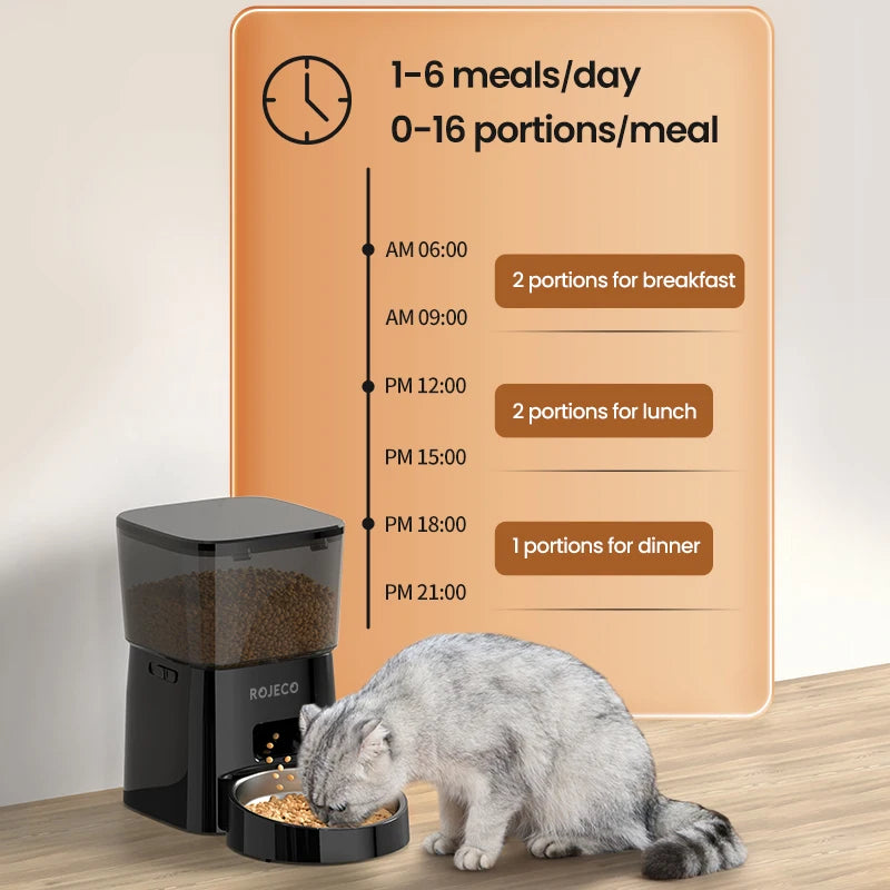Smart Automatic Cat Feeder with Button Control and Kibble Dispenser
