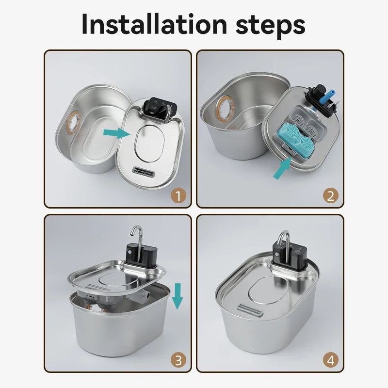 Cat Fountain Filter Replacement - 3.2L Stainless Steel Wireless Fountain Compatible Filters
