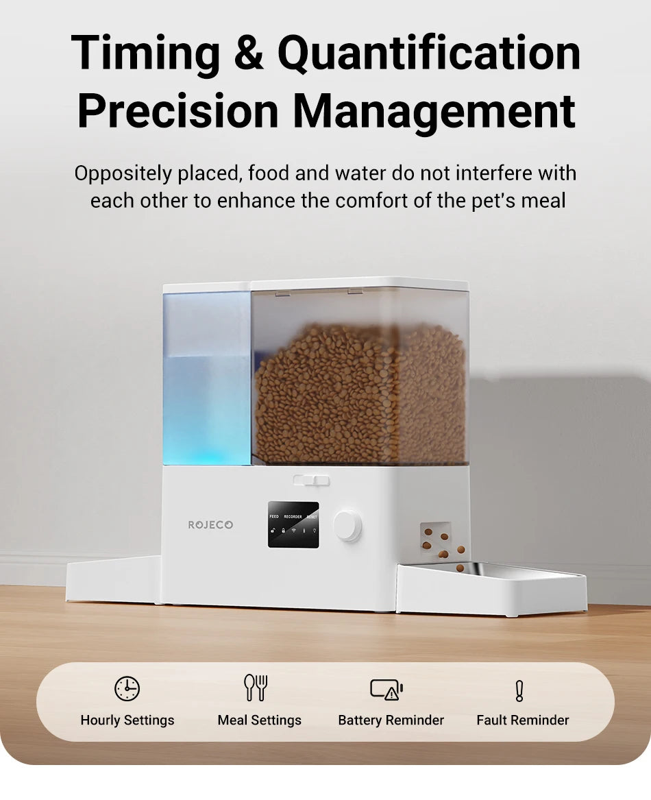 8.5L Automatic Pet Feeder with Water Fountain - WiFi Remote Control Smart Dispenser