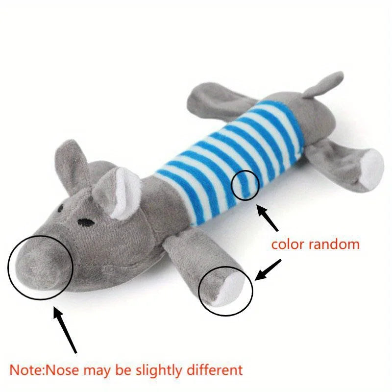 Bite-Resistant Plush Dog Toys - Cartoon Animal Squeaky Chew Toys Set