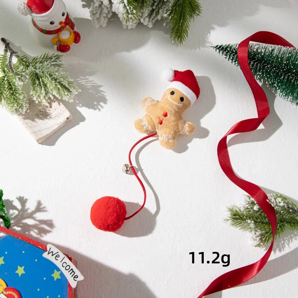 Christmas Cat Plush Ball Toy with Bell - Interactive Soothing Toy for Cats