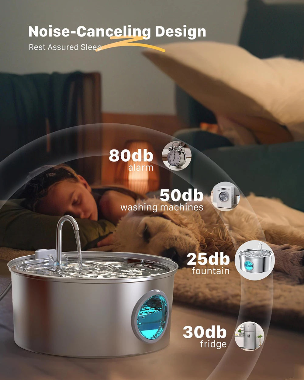 Large Pet Water Fountain - 7L Stainless Steel Automatic Dispenser with Silent Operation