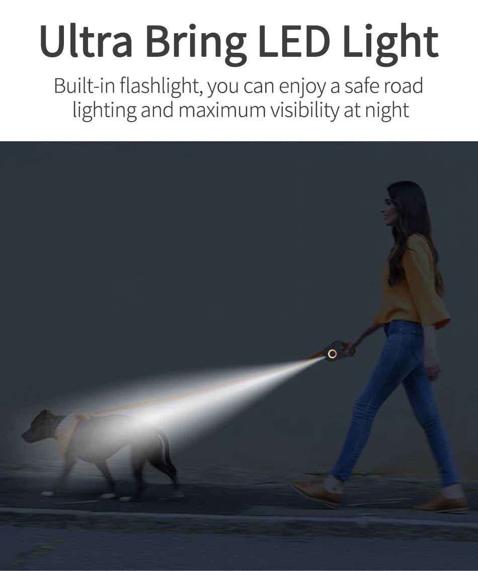 Automatic Retractable Dog Leash with LED Luminous Light for Safe Walking