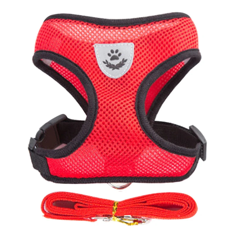 Adjustable Small Dog Harness and Leash Set - Breathable Vest