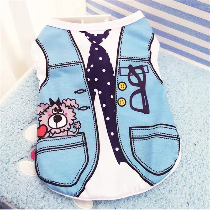 Summer Pet T-Shirt - Cartoon Soft Vest for Small Dogs and Cats