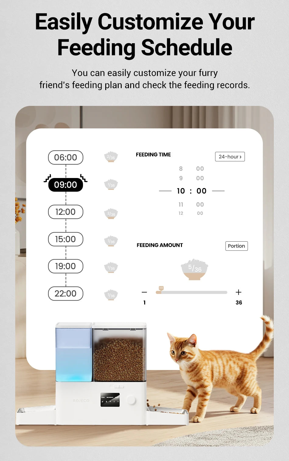 8.5L Automatic Pet Feeder with Water Fountain - WiFi Remote Control Smart Dispenser