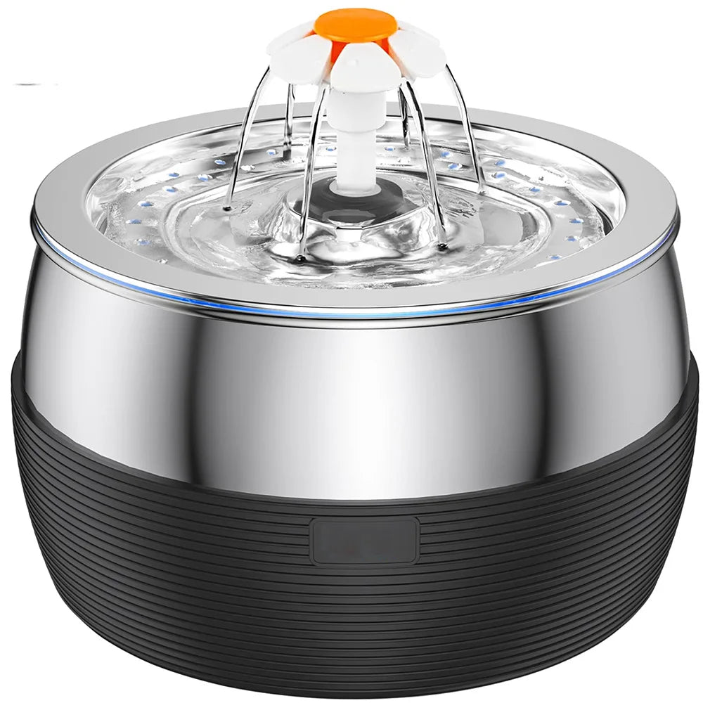 Automatic Stainless Steel Pet Water Fountain with Filter - 3L Capacity