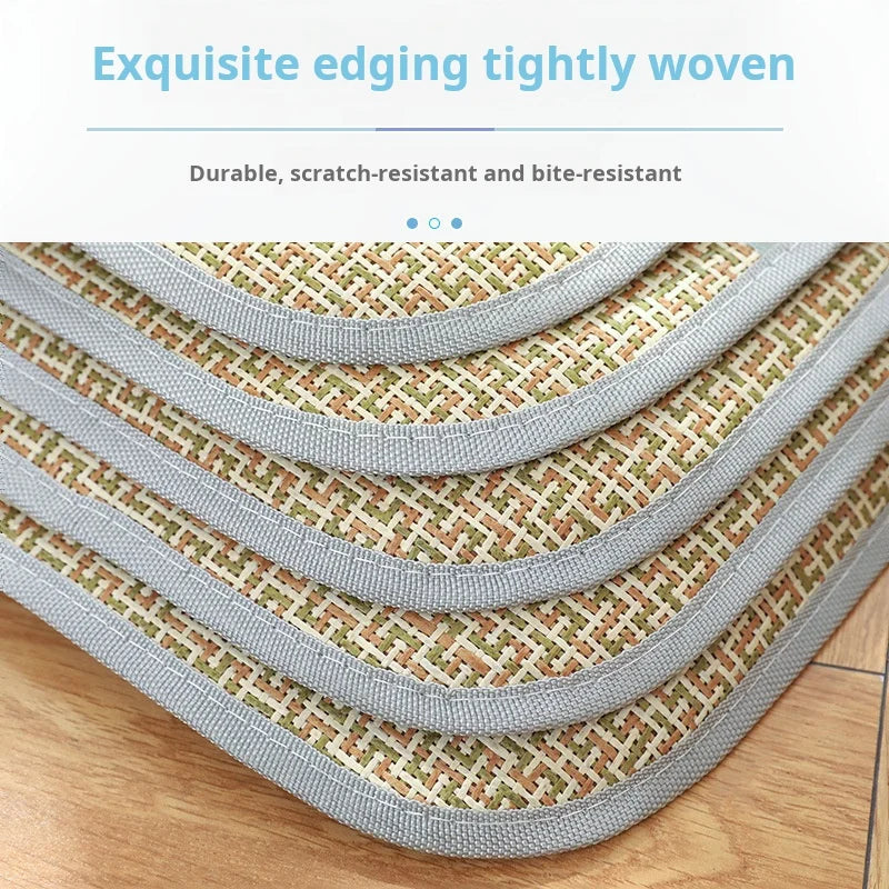 Summer Cooling Mat - Oversized Breathable Bamboo Rattan Pet Mat