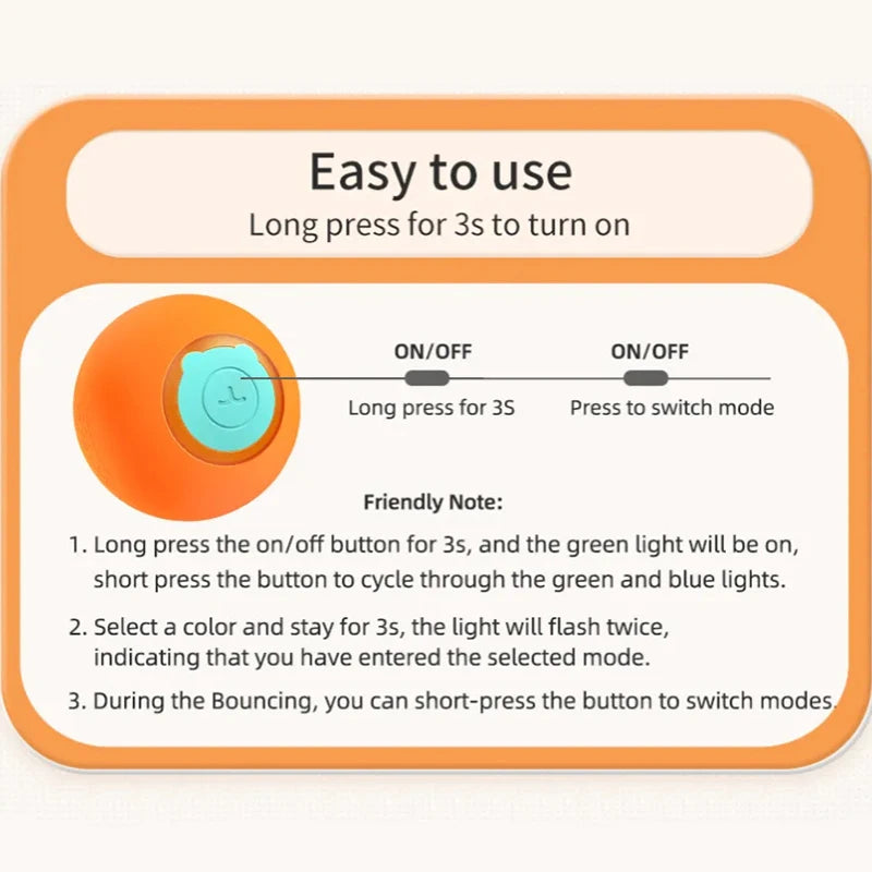 Smart Interactive Cat Ball - Automatic Rolling Electric Pet Toy