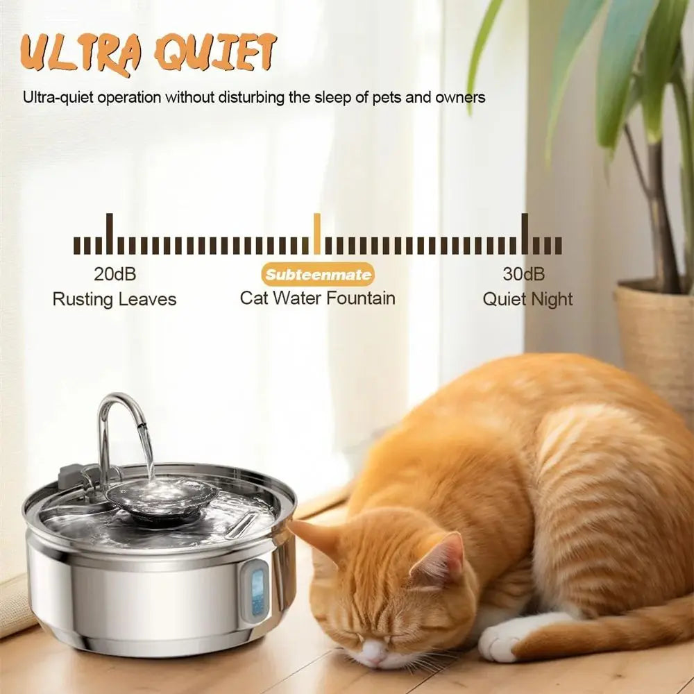 Smart Pet Water Fountain with Visual Window - 3.2L Stainless Steel Automatic Dispenser