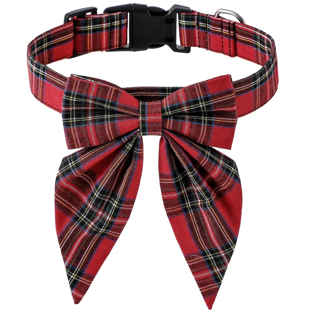 Collier pour chien flocon de neige festif avec nœud - Motif de Noël en coton