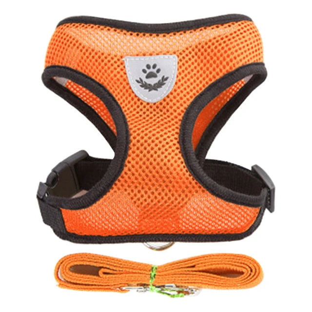Adjustable Small Dog Harness and Leash Set - Breathable Vest